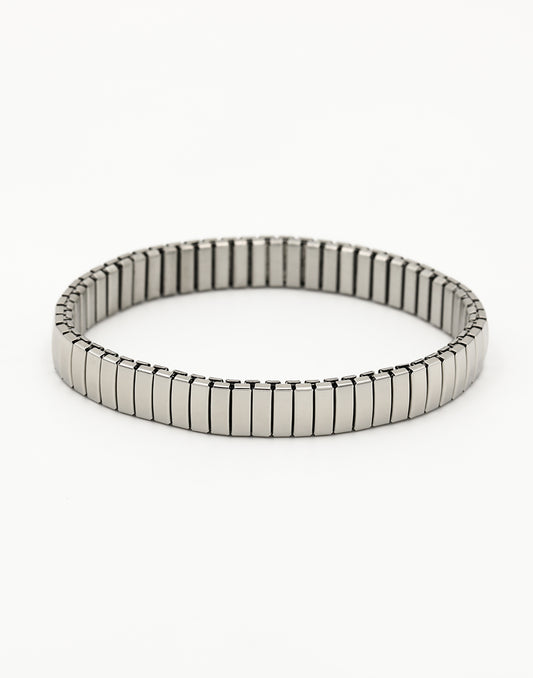 Stretch armband staafjes smal zilverkleurig