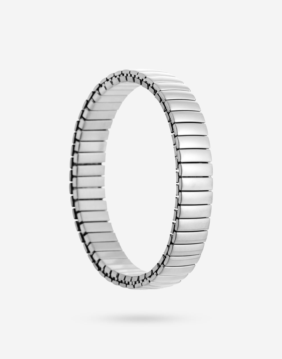 Stretch armband staafjes breed zilverkleurig