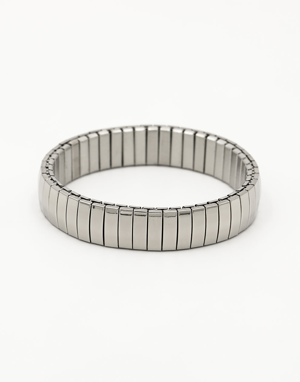 Stretch armband staafjes breed zilverkleurig