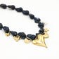 Asymmetrische kralenketting met bedels navy