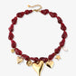 Asymmetrische kralenketting met bedels bordeaux