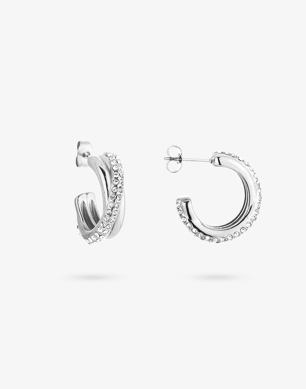 Twisted hoops steentjes zilverkleurig
