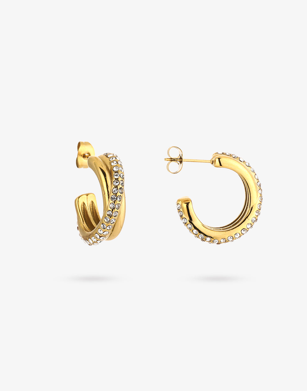 Twisted hoops steentjes goudkleurig
