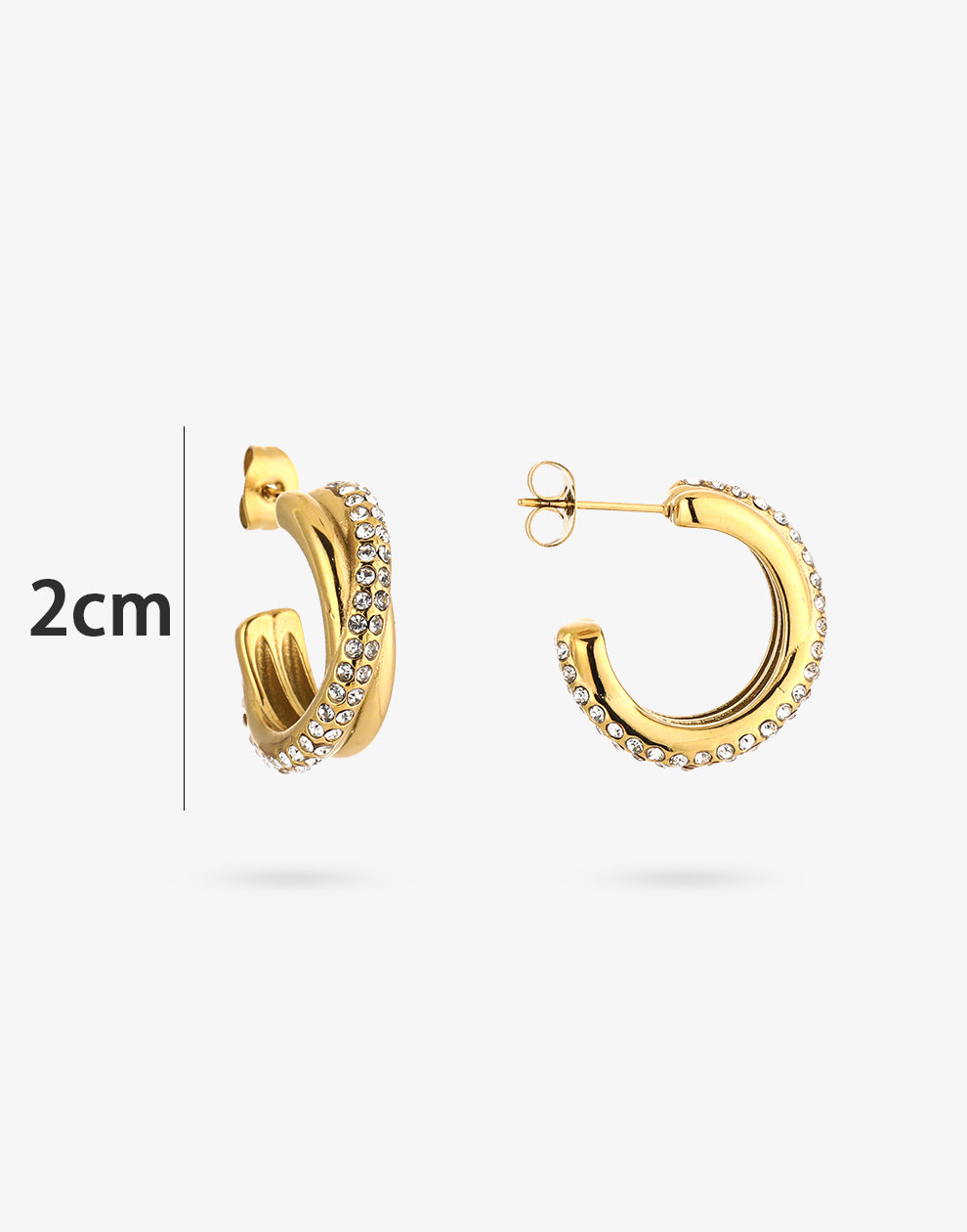 Twisted hoops steentjes goudkleurig