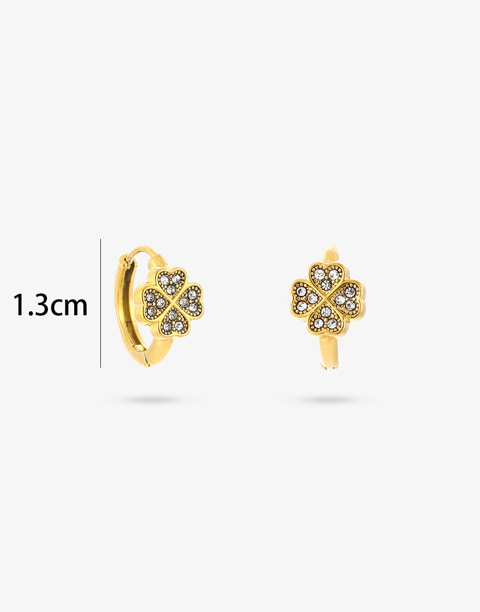 Creolen met steentjes klaver goudkleurig