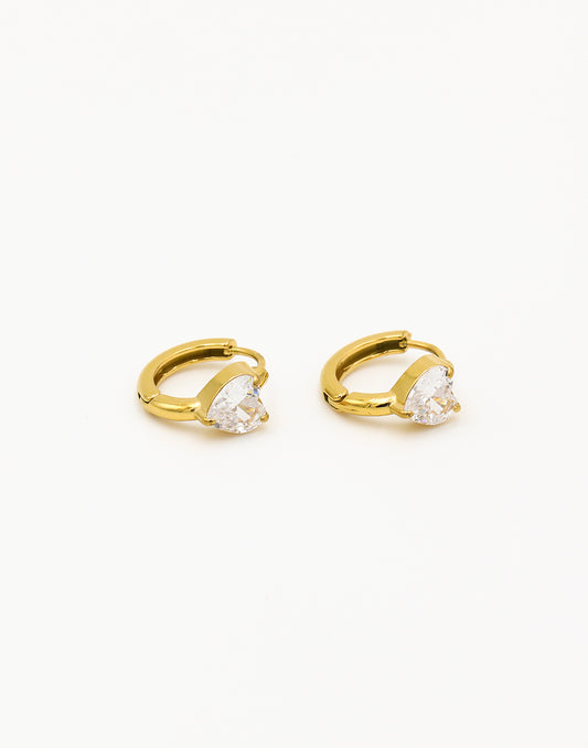 Creolen met steentje hart goudkleurig