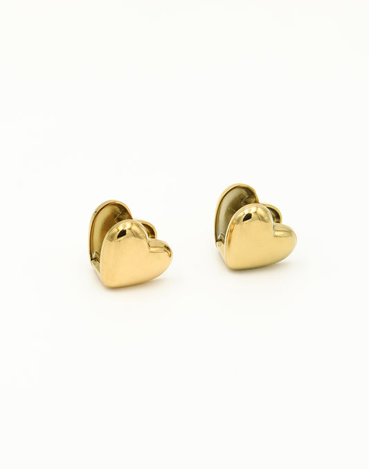 Hartjes oorbel twee kanten goudkleurig