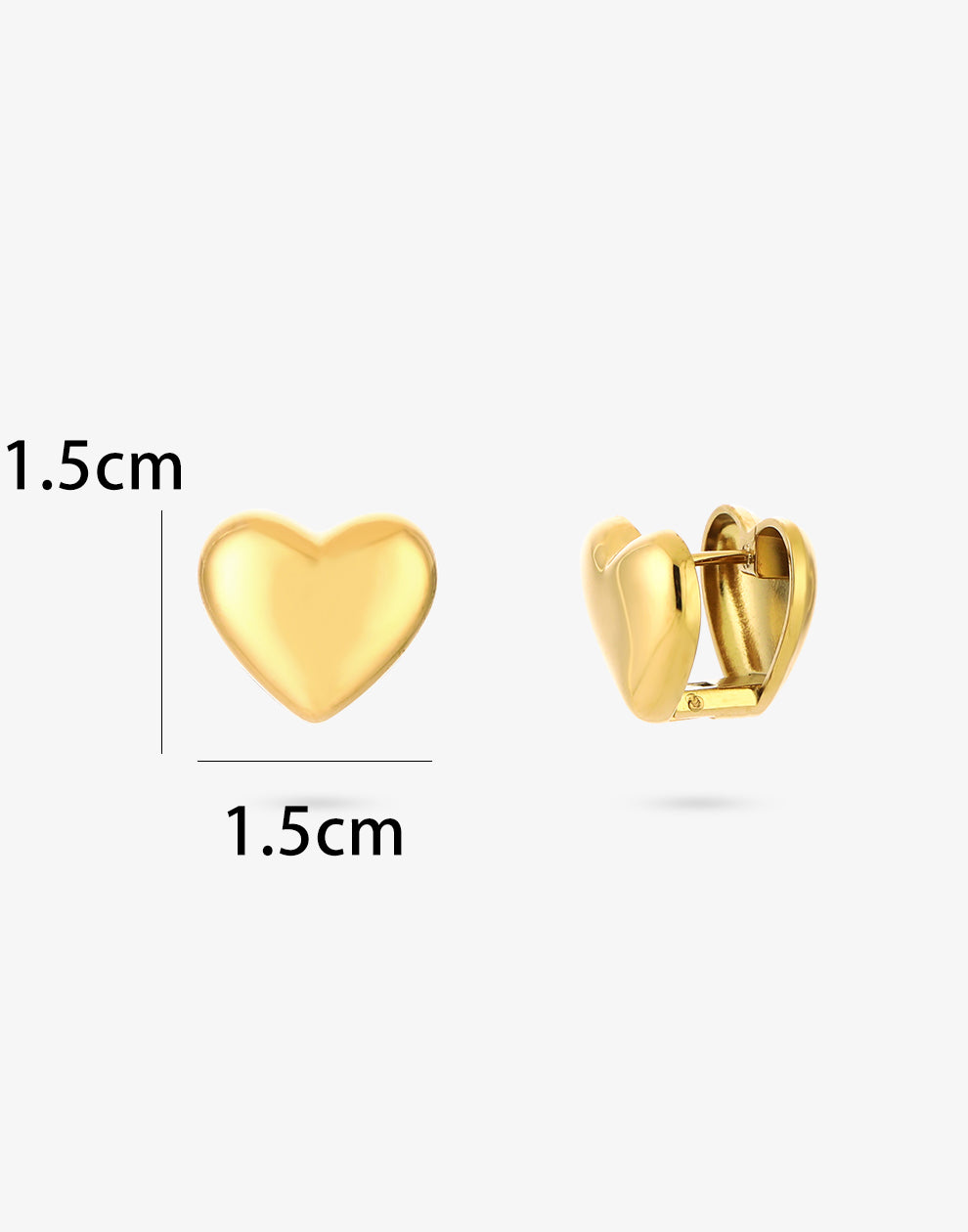 Hartjes oorbel twee kanten goudkleurig