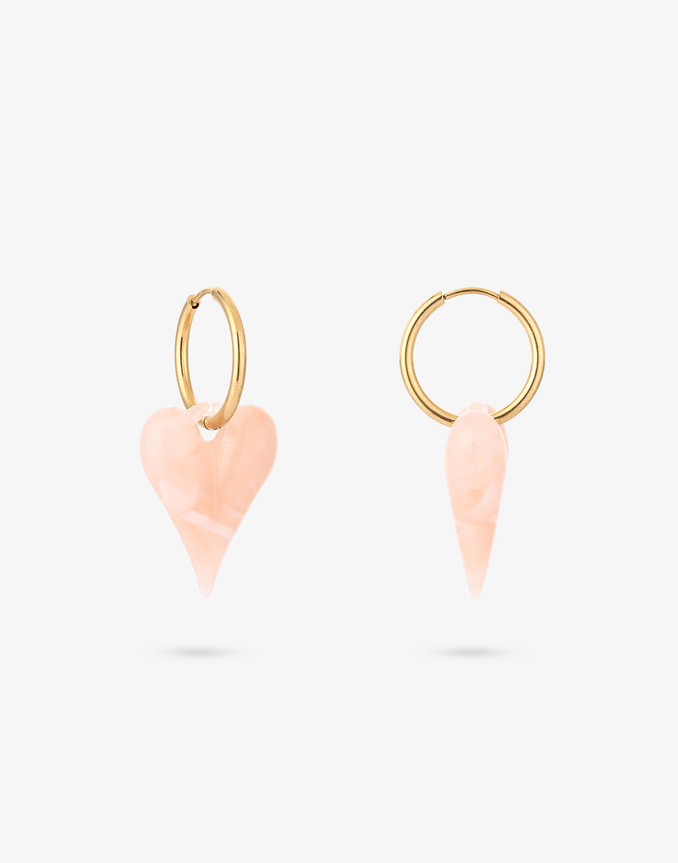 Luxe marble kralenoorbel hart roze