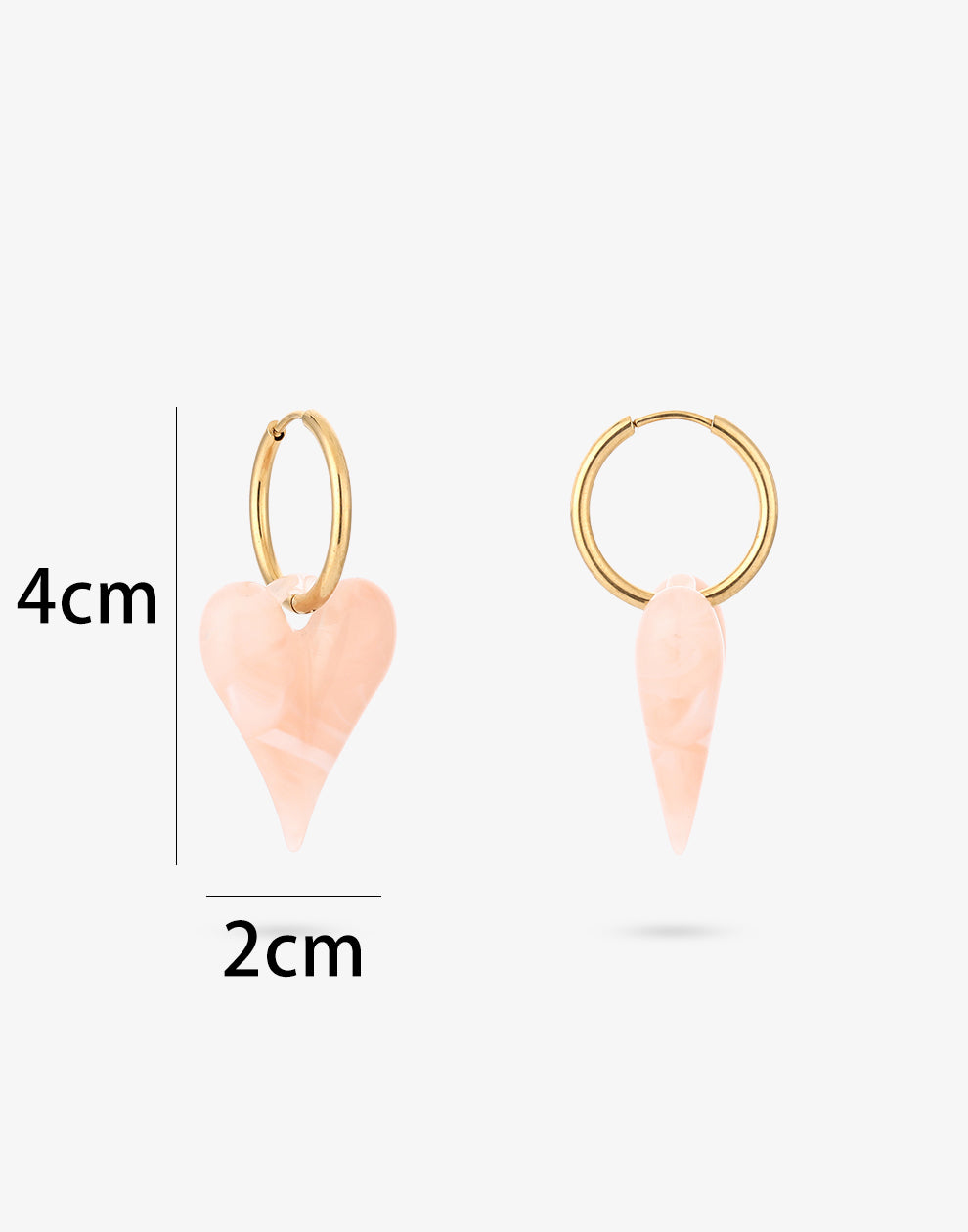 Luxe marble kralenoorbel hart roze