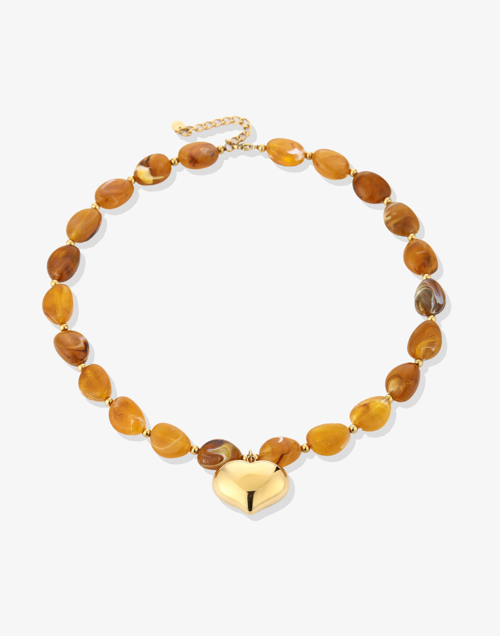 Kralenketting marble met hart bruin