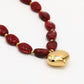 Kralenketting marble met hart rood