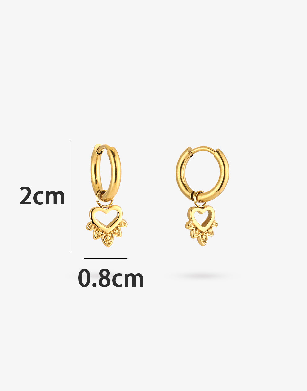 Creolen met hangend hartje goudkleurig