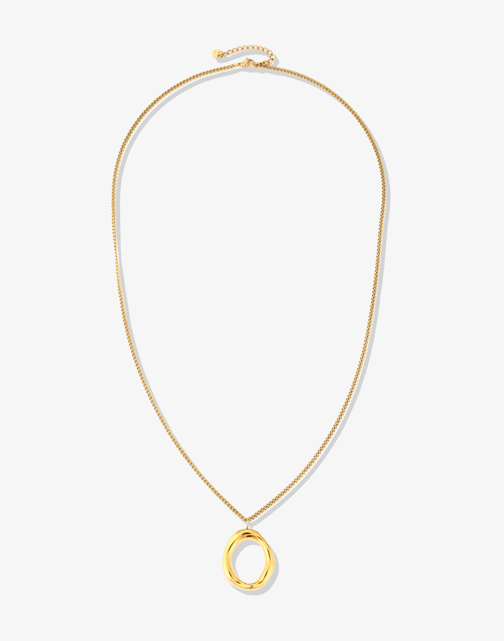 Lange ketting met ovale hanger goudkleurig