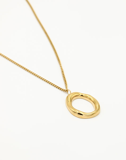 Lange ketting met ovale hanger goudkleurig