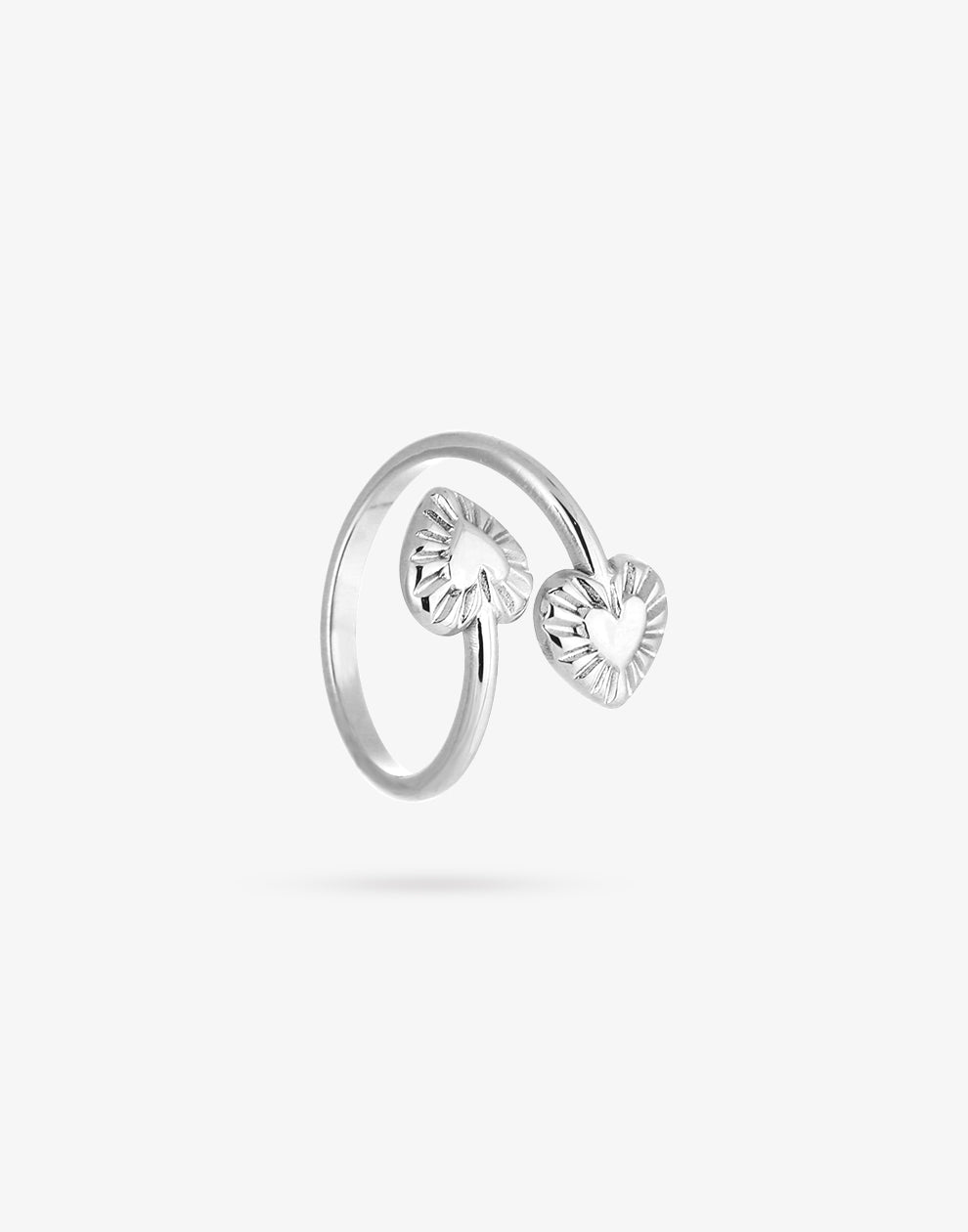 Ring dubbele vintage harten zilverkleurig