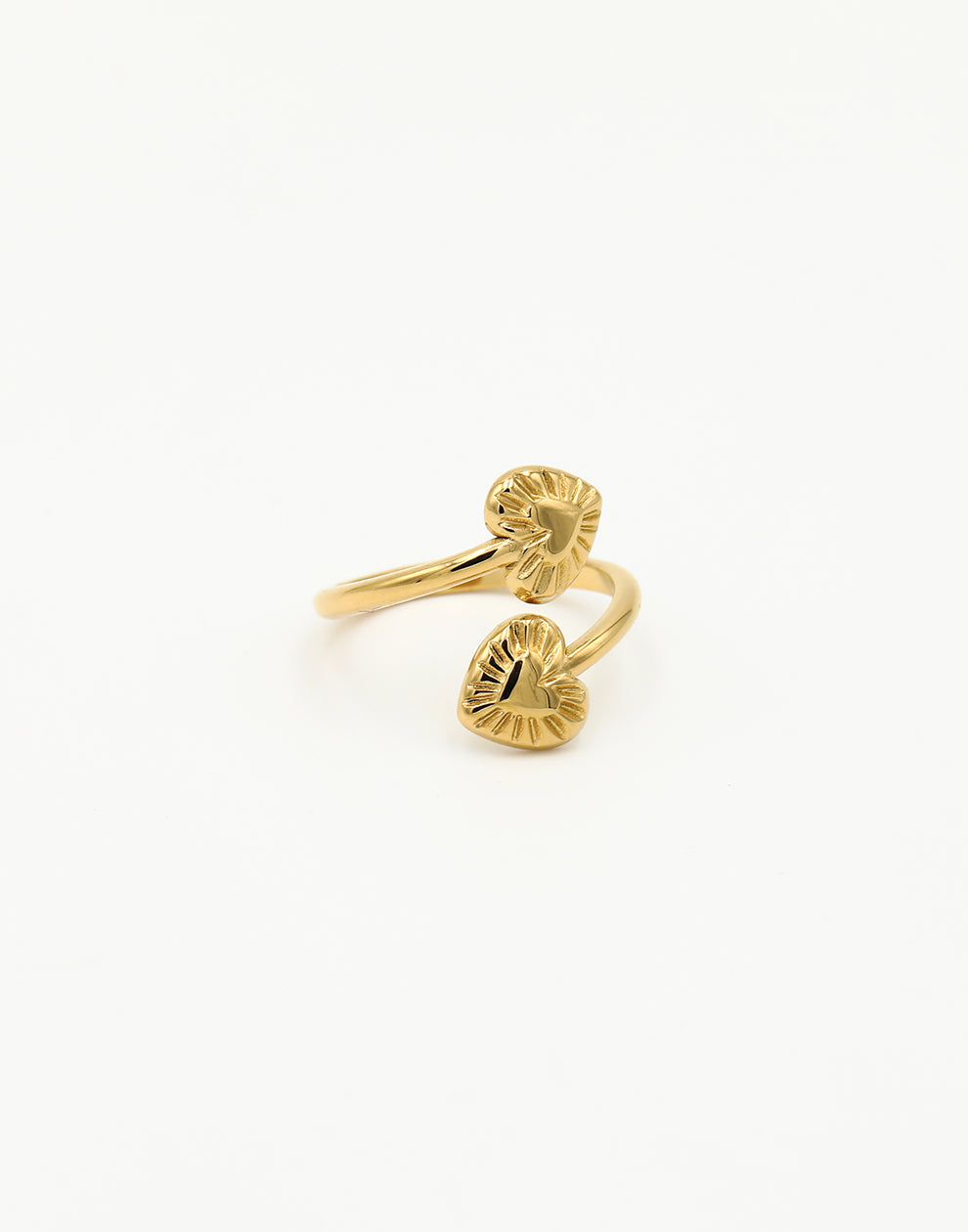 Ring dubbele vintage harten goudkleurig