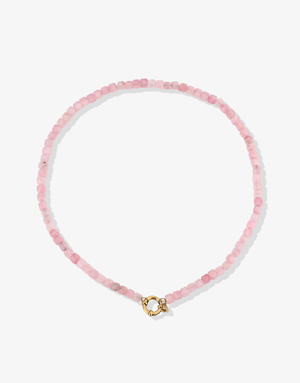 Kralenketting vierkant met slotje roze