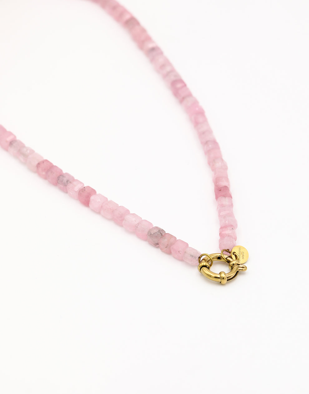 Kralenketting vierkant met slotje roze