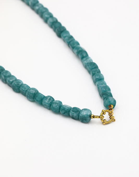 Kralenketting vierkant natuursteen blauw