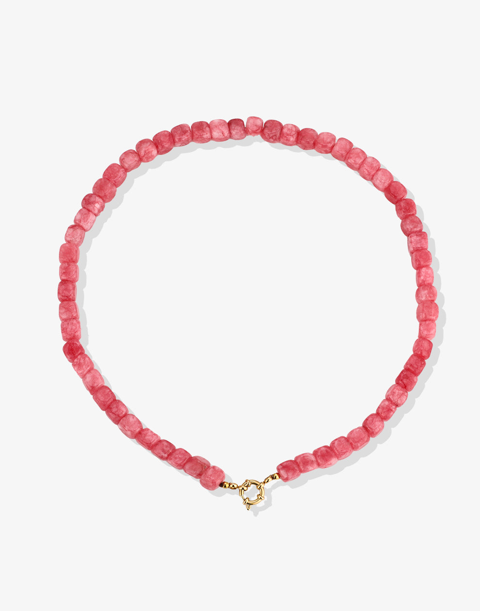 Halskette aus quadratischen Natursteinperlen, rosa