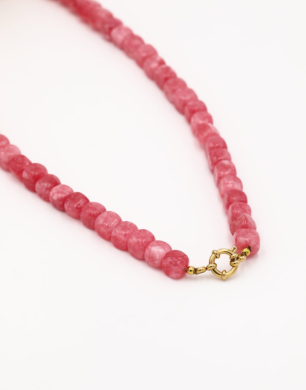Kralenketting vierkant natuursteen roze