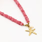 Kralenketting vierkant zeester parel roze