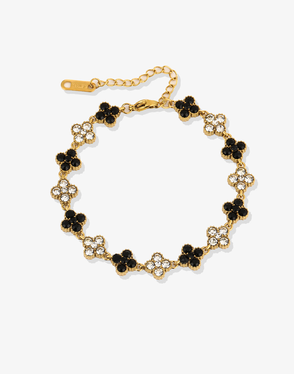 Armband klavers strass black mix