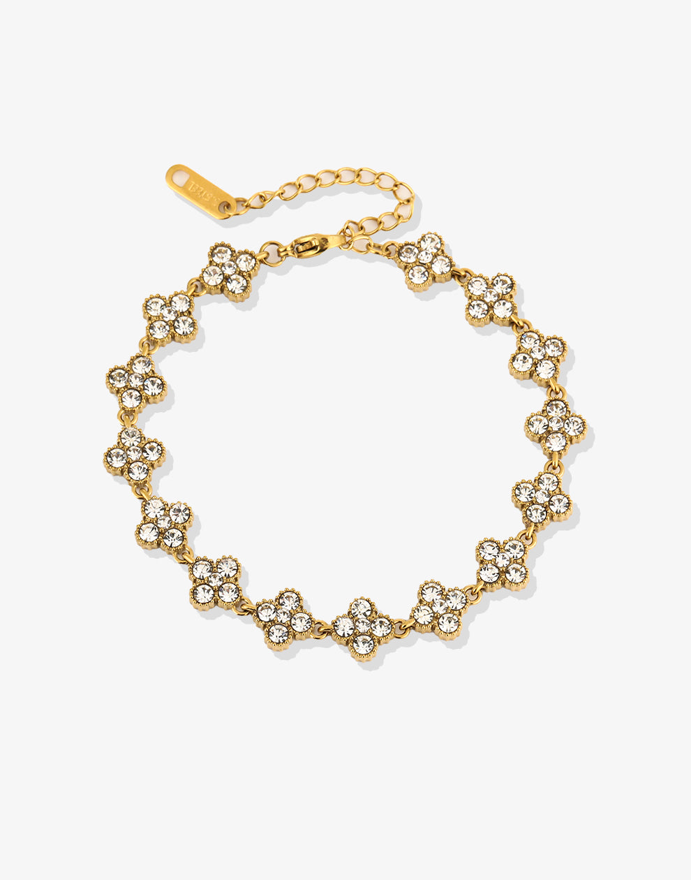 Armband klavers strass wit