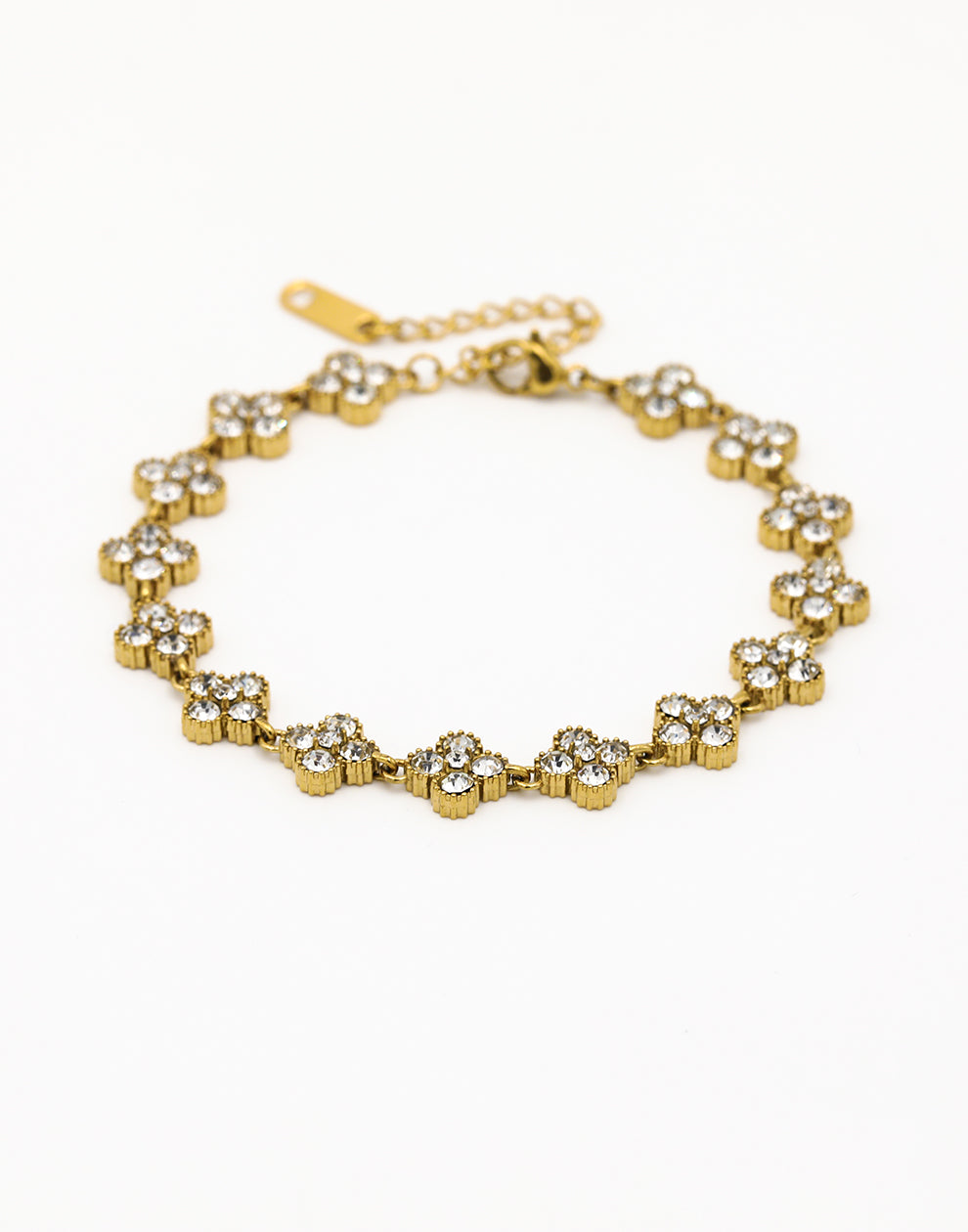 Armband klavers strass wit