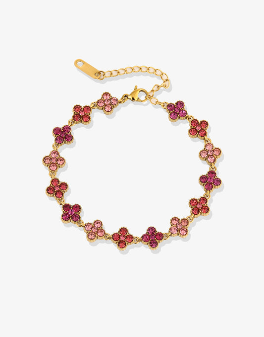 Armband klavers strass roze