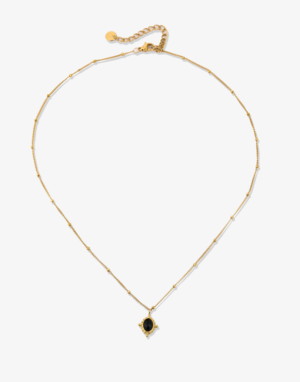 Ketting vintage ovale steen zwart