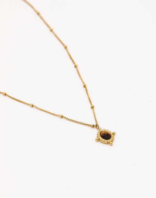 Ketting vintage ovale steen tiger