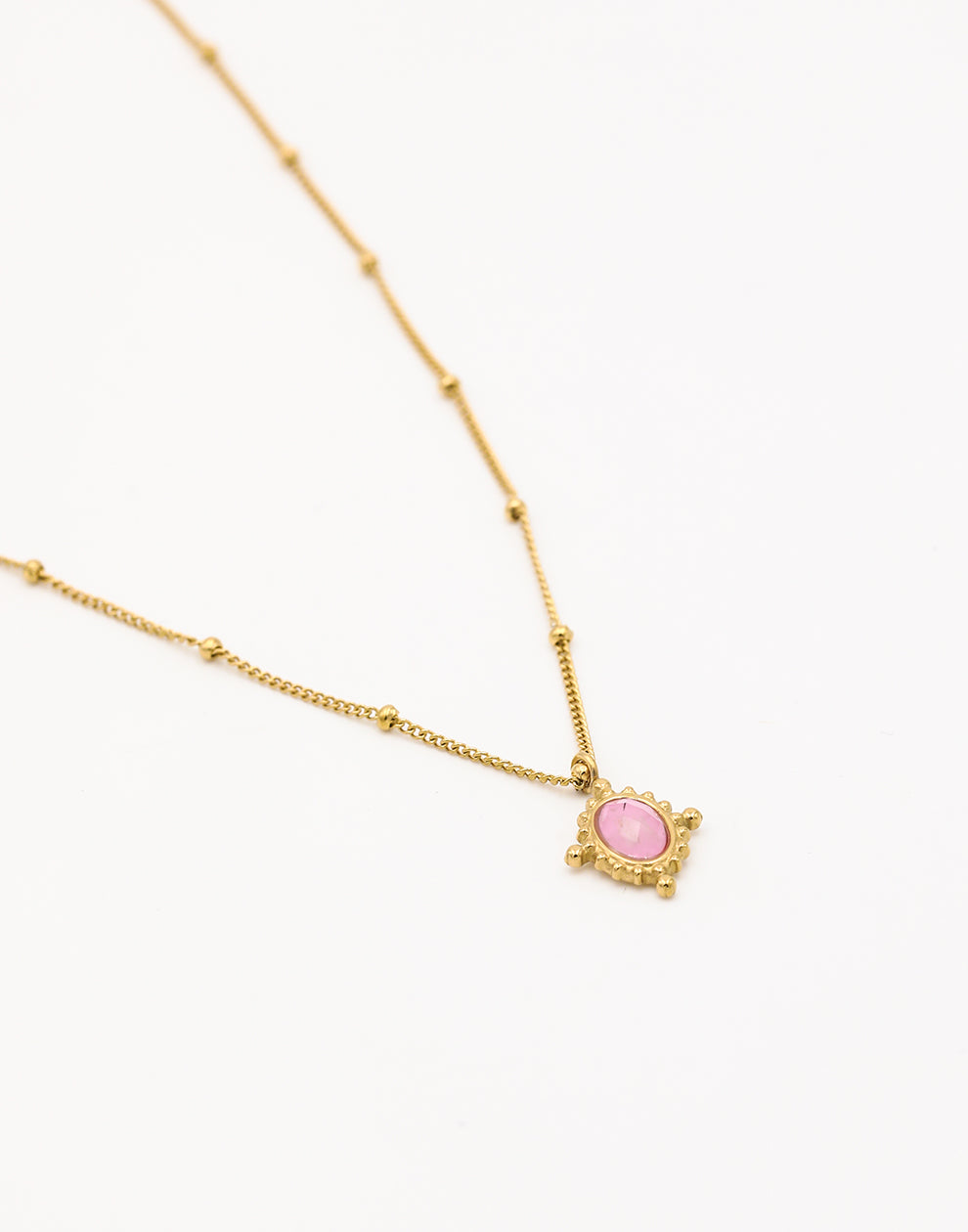 Ketting vintage ovale steen roze