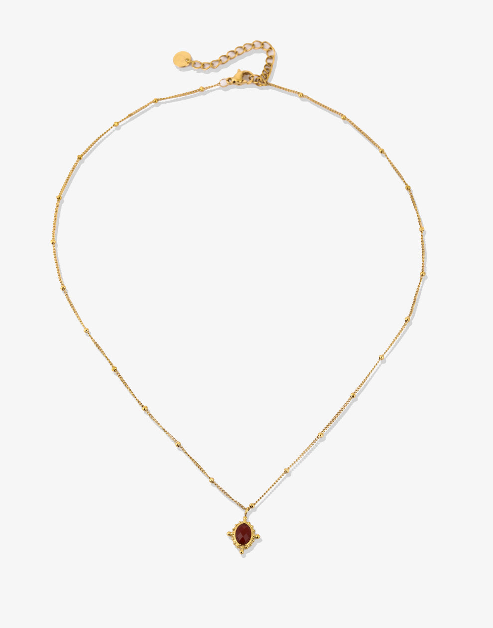 Ketting vintage ovale steen rood