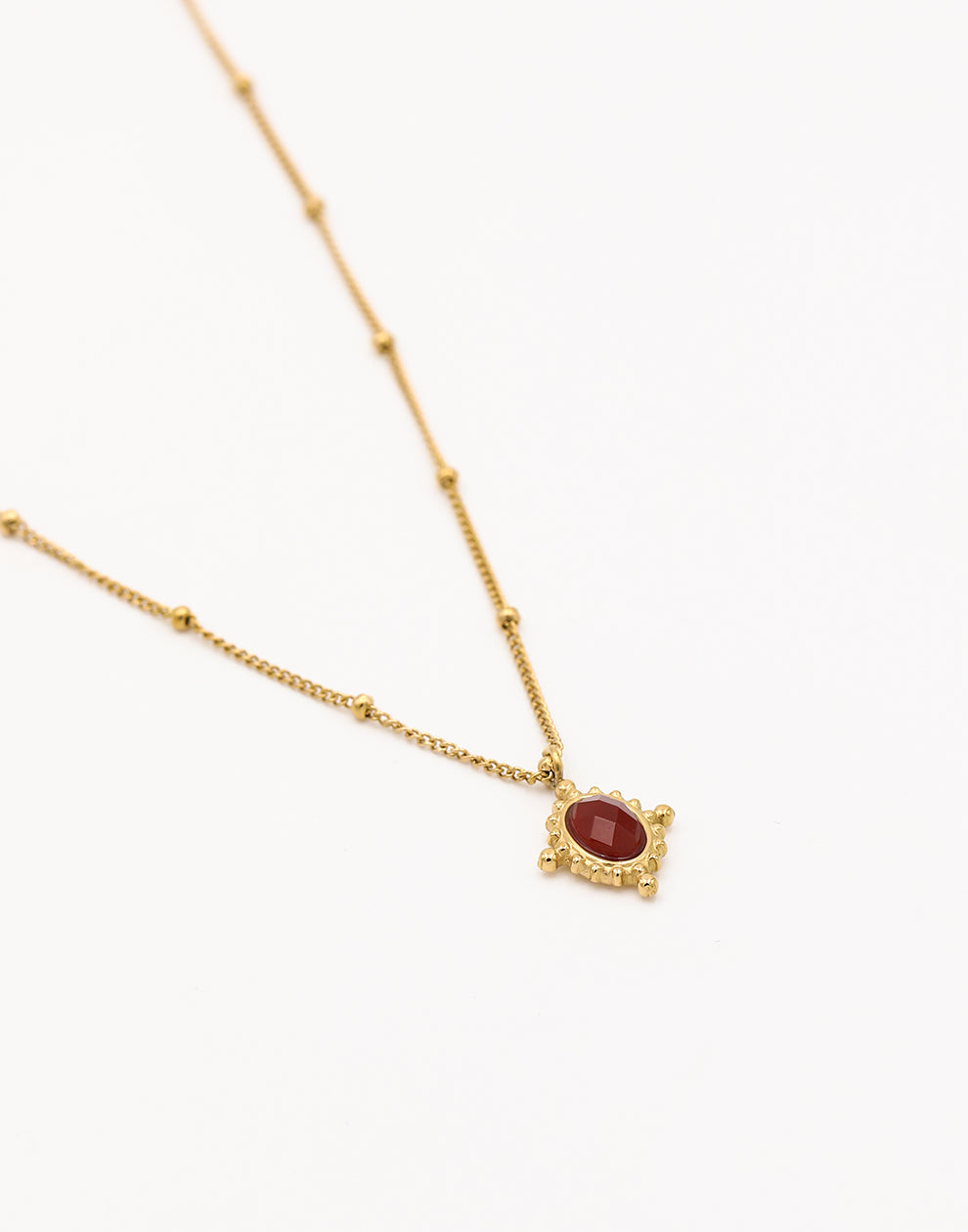Ketting vintage ovale steen rood