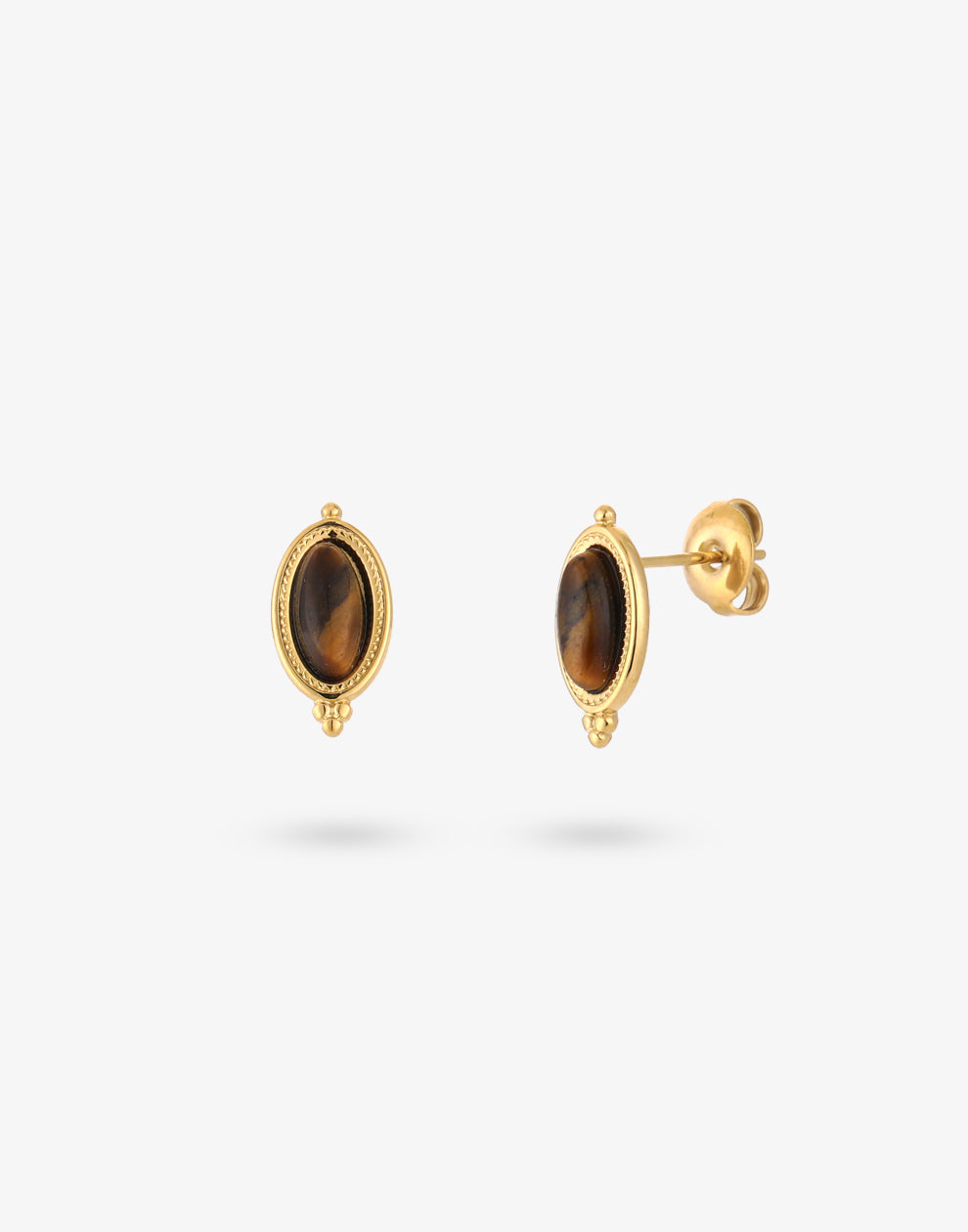 Oorknopjes vintage ovale steen tiger