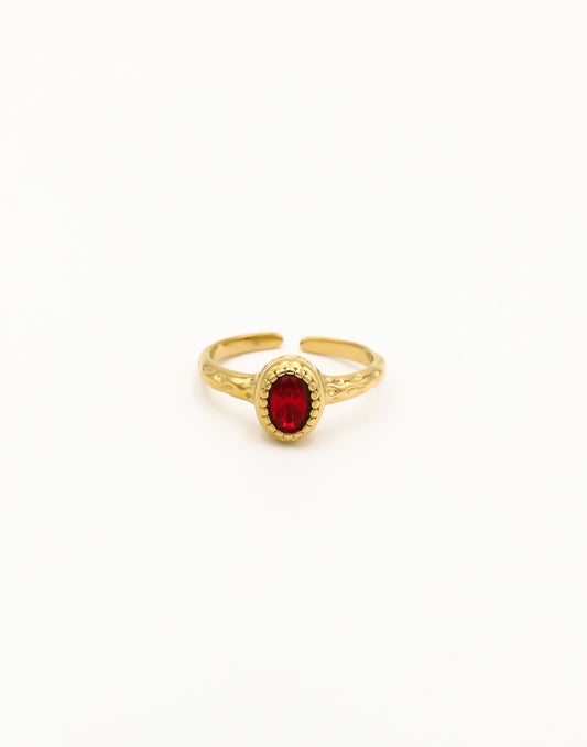 Vintage ring steen rood