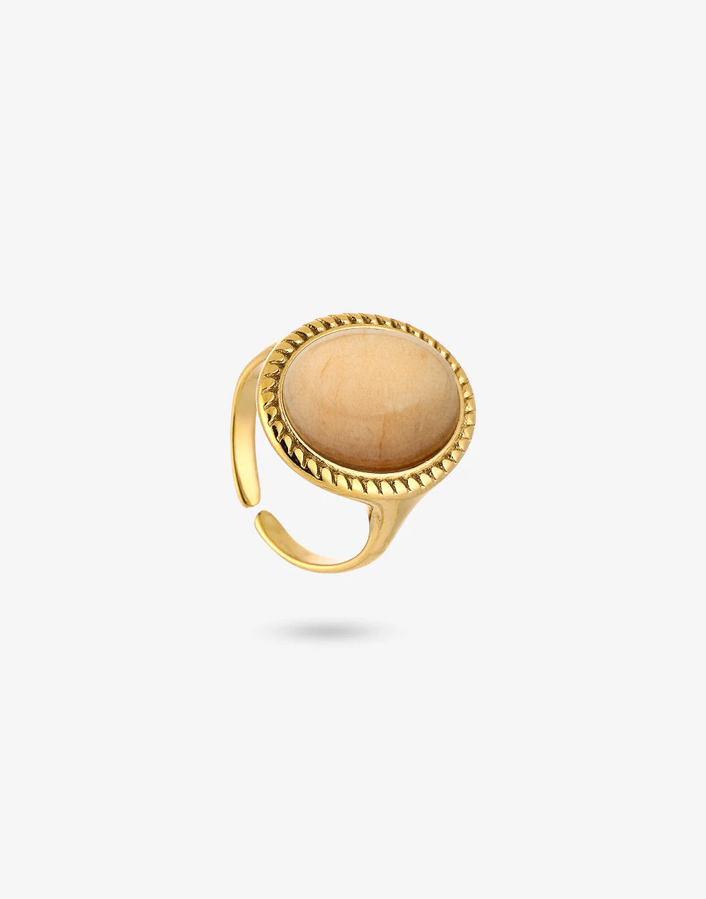 Ring met grote ovale steen beige