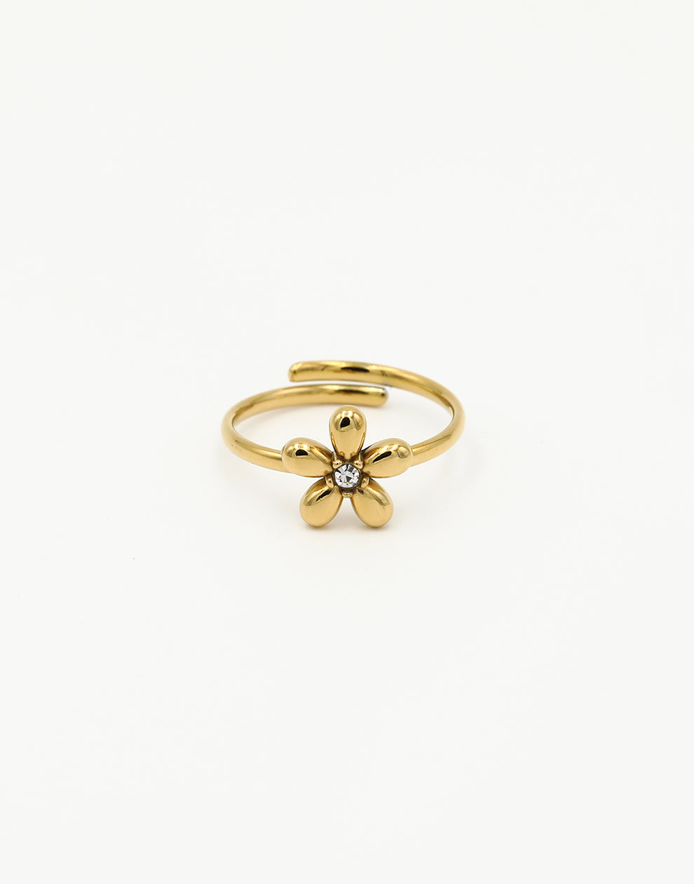 Ring bloem met steentje