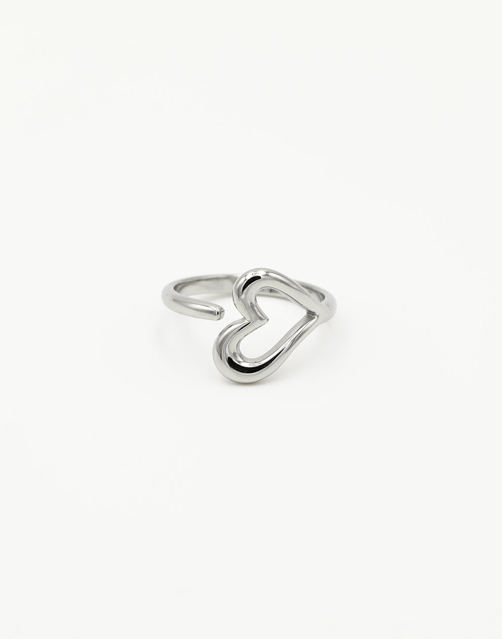 Ring mit verspieltem, offenem Herzmotiv, silberfarben