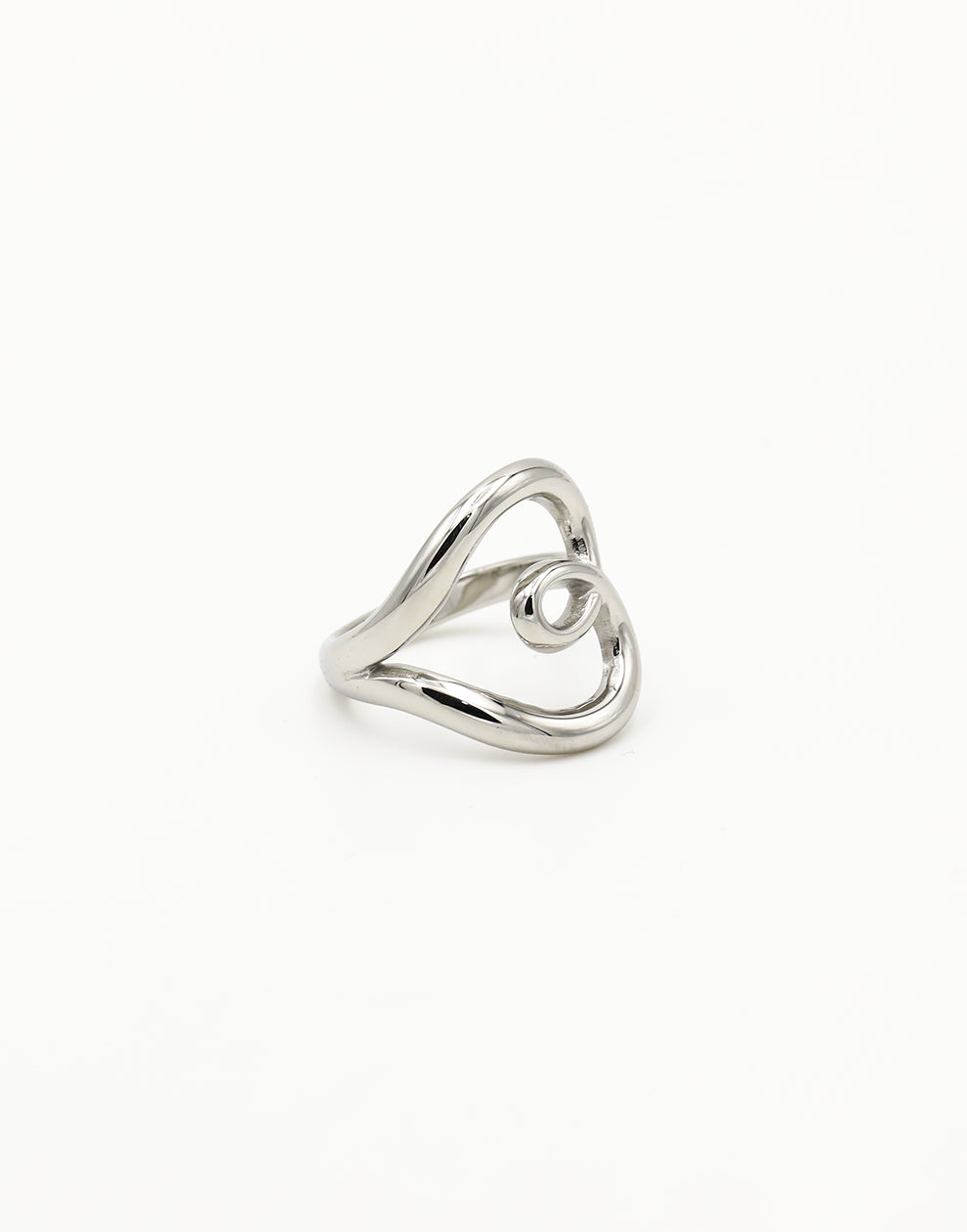 Ring groot hart zilverkleurig