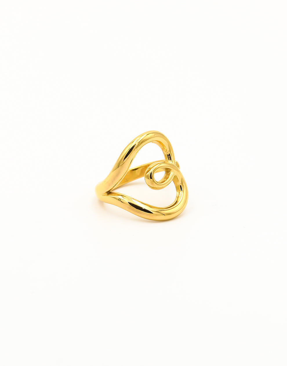 Ring groot hart goudkleurig