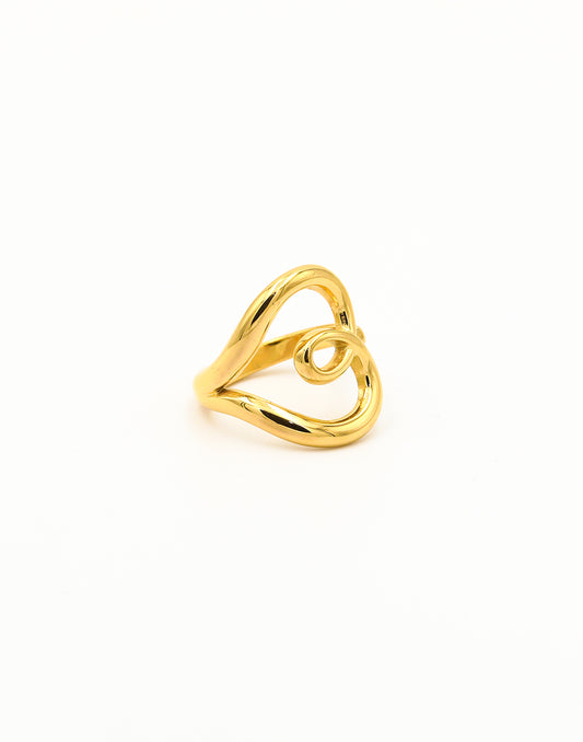 Ring groot hart goudkleurig