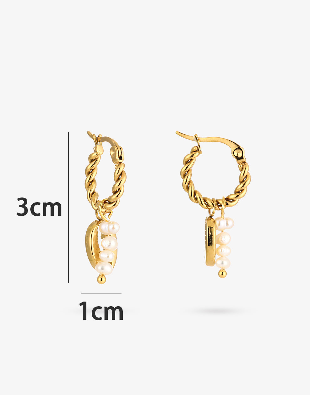 Gedraaide creolen met parels en schelp