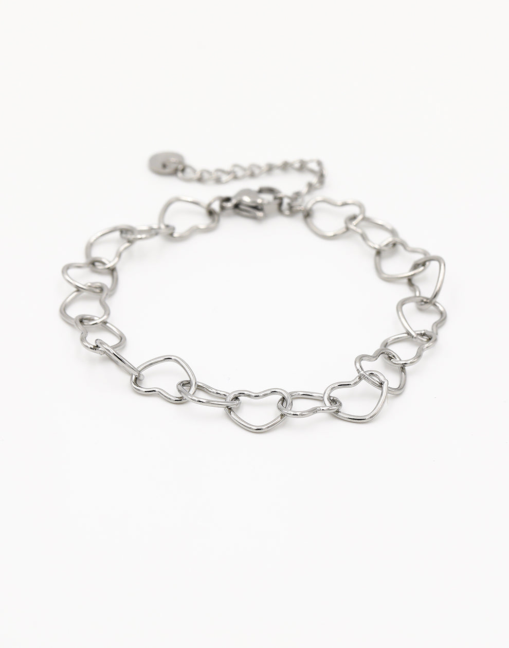 Minimalistische hartjes armband groot zilverkleurig