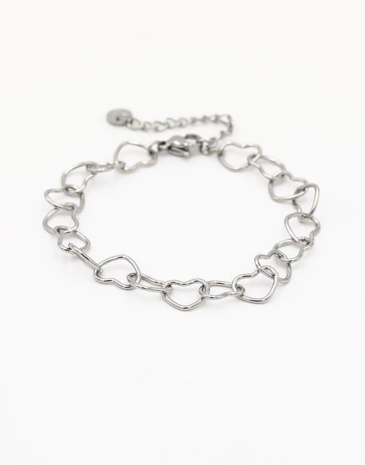 Minimalistische hartjes armband groot zilverkleurig