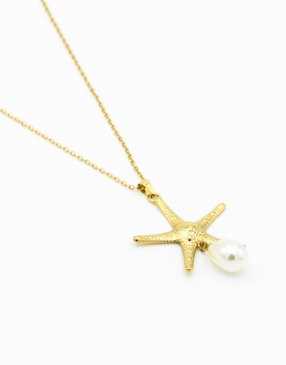 Lange ketting zeester met parel