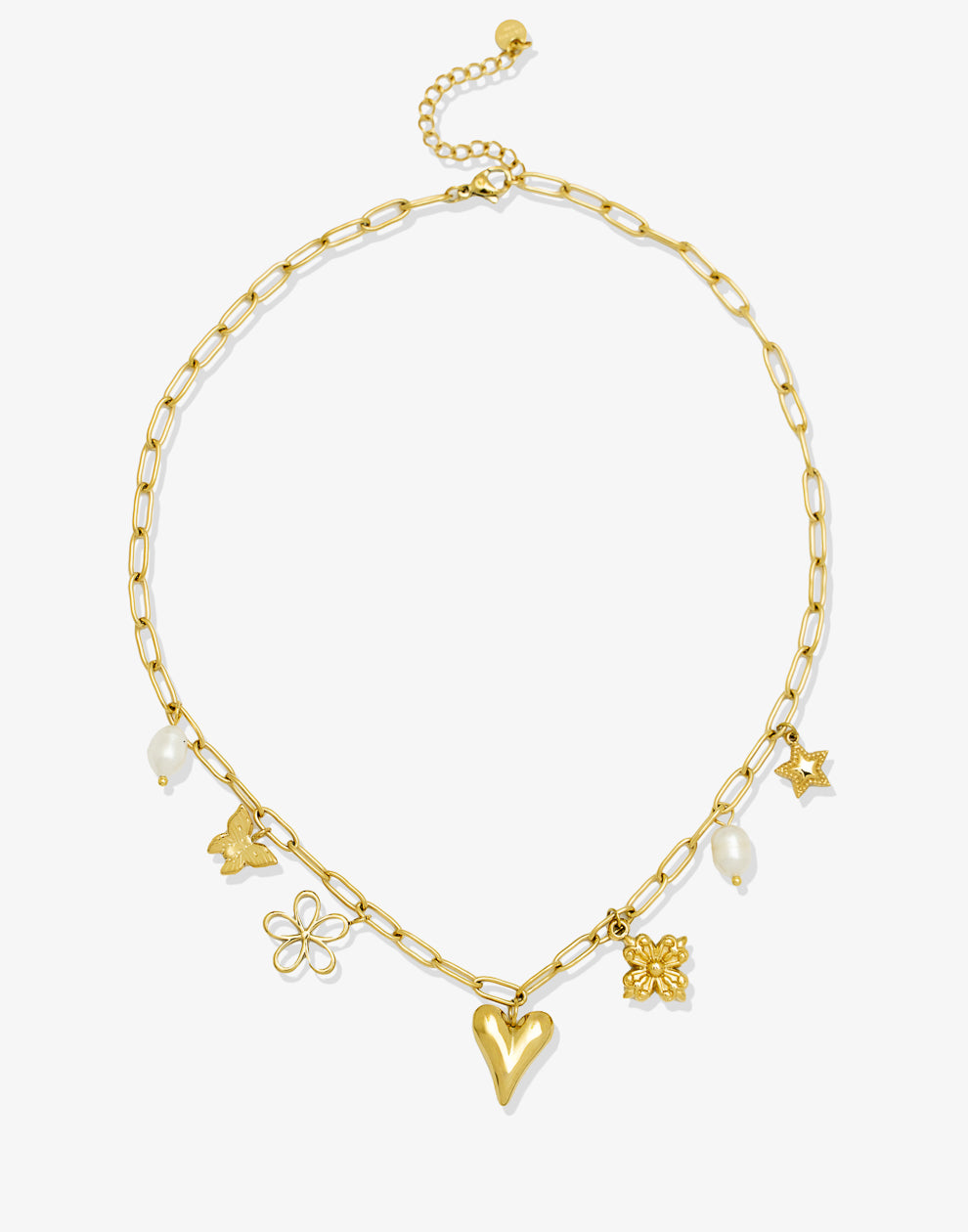 Bedelketting bloemen vlinder goudkleurig