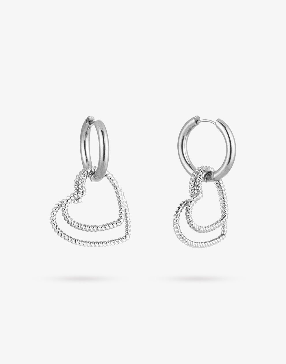 Creolen dubbel gedraaid hart zilverkleurig